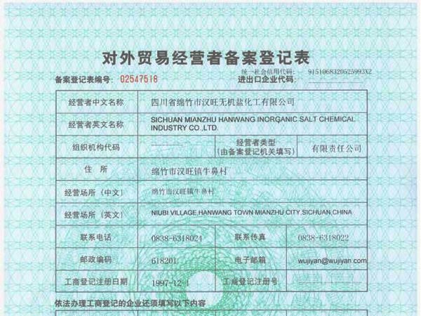 對(duì)外貿(mào)易經(jīng)營(yíng)者備案表